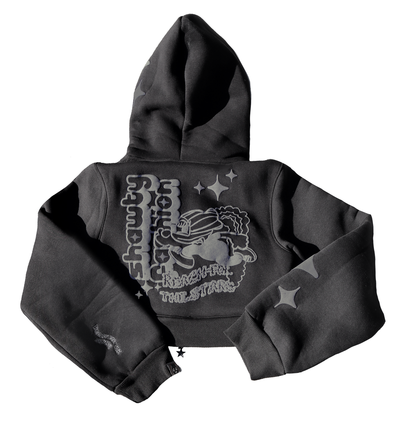 Cropped Star Zipper Jacket - Grey