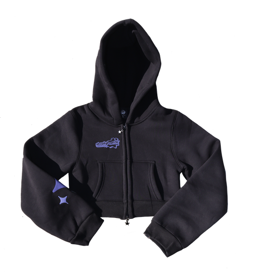 Cropped Star Zipper Jacket - Purple